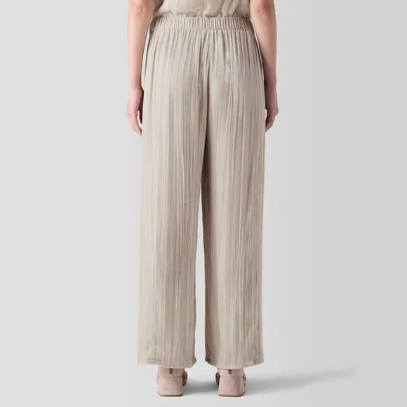 NWT Eileen Fisher Crushed Velvet Wide Leg Pant: Almond Color: Size- Large - Picture 2 of 10